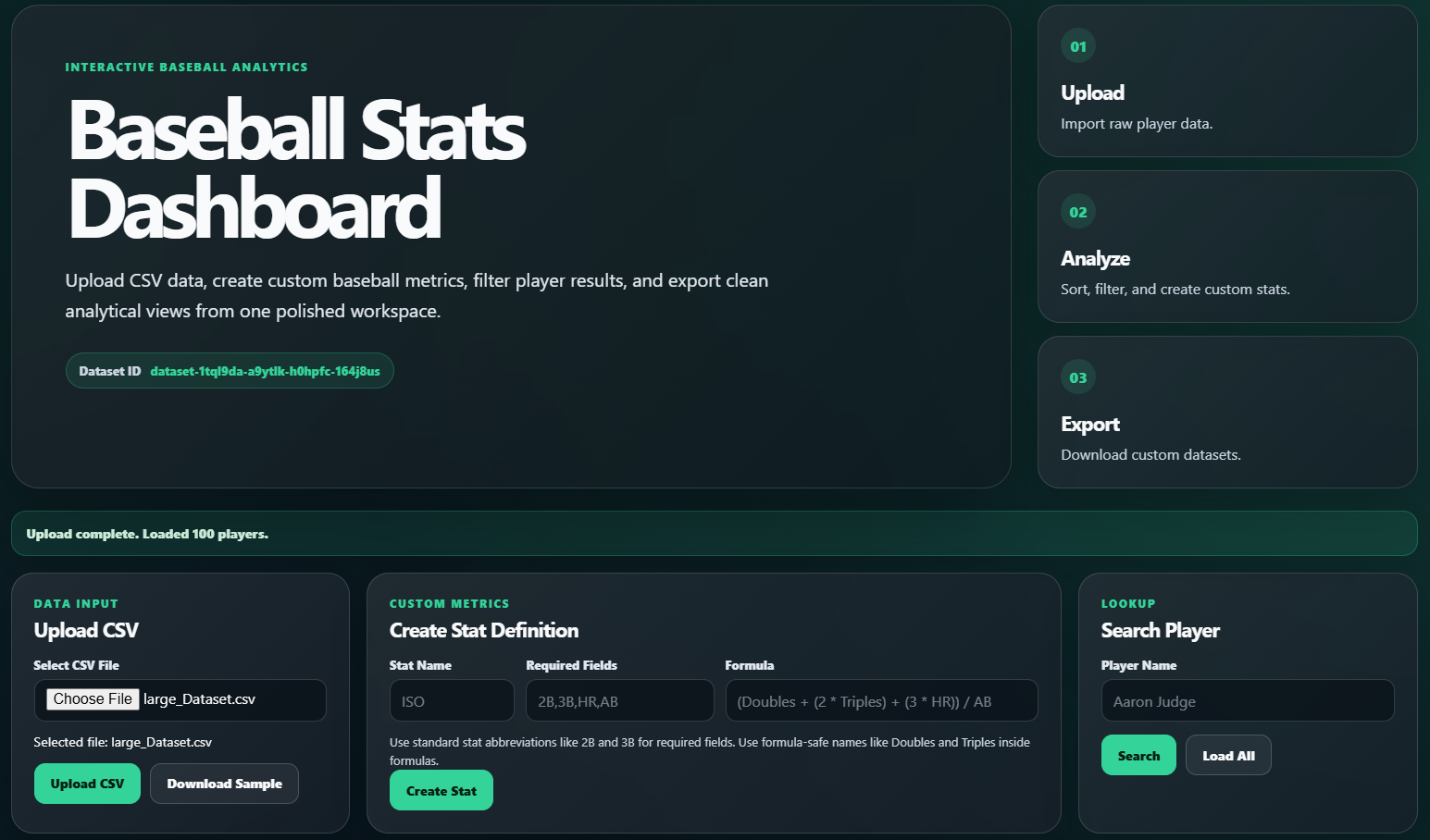 Baseball Analytics Dashboard UI